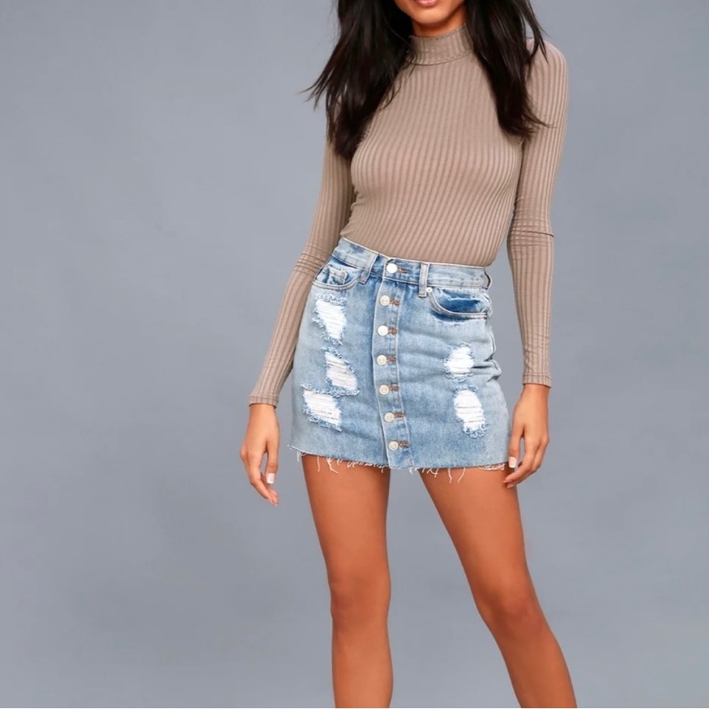 Lulus taupe long sleeves mock neck top